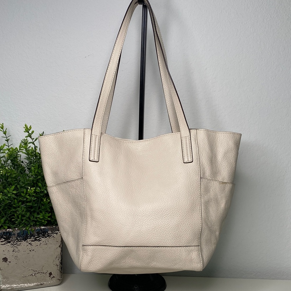 Michael Kors Ashbury Large‎ Grab Pebble Leather Tote Beige Ivory - Picture 4 of 12